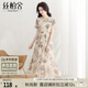 絲柏舍印花連衣裙2025夏裝新款女裝時(shí)尚收腰優(yōu)雅氣質(zhì)中長(cháng)裙