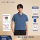 TOMMY HILFIGER【透氣舒適】夏季男裝珠地網(wǎng)眼撞色門襟商務(wù)休閑短袖POLO衫 暗海藍(lán)DBX M (推薦：135-150斤)