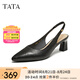 他她（TATA）復(fù)古高跟鞋包頭涼鞋女羊皮粗跟單鞋2025夏季新款USN01BH5 黑色 37