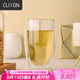 CLITON雙層玻璃杯家用防燙耐熱水杯綠茶杯牛奶杯果汁飲料杯辦公水杯單只