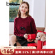 betu百圖女裝冬季毛衣圓領(lǐng)小熊蝴蝶結針織衫減齡百搭毛衣女2212T11 紅色 L