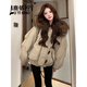 鹿依檸連帽大毛領(lǐng)羽絨棉服女2025冬季新款韓版時(shí)尚加厚保暖工裝派克服女 卡其色 M