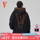 VLONE 大V logo系列 標(biāo)語大LOGO刺繡連帽開衫拉鏈衛(wèi)衣 情侶 黑橙 米黑 VLZH25002黑橙 XL