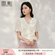 香影法式v領(lǐng)拼接針織衫女2025夏季新款正肩泡泡袖開(kāi)衫米白色上衣 米白 M 160/84A/95-110斤