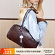 簡(jiǎn)·佰格（JONBAG）波士頓包大容量復(fù)古單肩包手提女包2025新款通勤包送女友節(jié)日禮物 酒紅棕色 中包