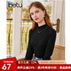 百圖betu女裝秋季新款衛衣女士高彈力半高領(lǐng)修身長(cháng)袖T恤2309T36 黑色 L
