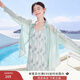 香影【多色涼感】輕薄襯衫外套女夏季空調衫開(kāi)衫外搭襯衣開(kāi)叉上衣 綠色 S