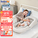 史威比（Sweeby）嬰兒床中床寶寶防吐奶斜坡枕新生兒喂奶斜坡墊防驚跳哄睡床 安伯灰丨無(wú)級升降+防滑柱+蚊帳