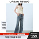 UR2025秋季新款女裝復古水洗鉚釘鉆飾牛仔長(cháng)褲UYL850044 藍色 (偏長(cháng)) 27