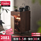 色格茶水柜實(shí)木可移動(dòng)黑胡桃木小戶(hù)型茶吧機移動(dòng)茶臺燒水臺茶桌新中式 山居·窄茶水柜＋鳴盞茶藝壺燈帶
