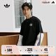 adidas經典純棉運動上衣圓領短袖T恤男女夏季新款阿迪達斯三葉草 黑色   2XL
