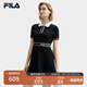 FILA 斐樂(lè )官方女裝編織連衣裙2025夏季新款時(shí)尚簡(jiǎn)約翻領(lǐng)修身裙子 傳奇藍-NV S 160/80A/S