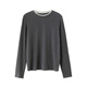 麻霖多色假兩件雙層領(lǐng)親膚柔軟舒適感可機洗羊毛天絲打底衫T恤 灰色 【主推】 M