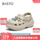 百思圖25夏戶外休閑洞洞鞋增高厚底女涼鞋B3092BH5 米色 40