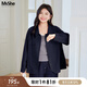 MsShe【天絲醋酸麻】大碼女裝2025秋裝胖mm顯瘦寬松短款翻領(lǐng)外套 藏青藍(lán)色25年9月10日到貨 偏大半個(gè)碼 3XL
