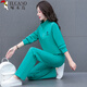 啄木鳥(niǎo)運動(dòng)套裝女秋季新款衛衣女時(shí)尚顯瘦洋氣減齡休閑兩件套 湖藍 4XL