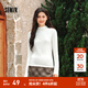 森馬（Semir）長(cháng)袖t恤女短款半高領(lǐng)薄絨輕暖打底衫2024冬新款純色修身抓絨內搭 奶白10534 M