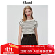 ELAND衣戀一字領(lǐng)條紋毛衣女純棉收腰顯瘦短袖針織衫T恤夏新款 象牙白/白色(39)Ivory S 160