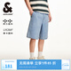 杰克·瓊斯（JACK&JONES）25年男裝休閑牛仔短褲男士寬松五分褲夏季潮流牛仔休閑大短褲 C40淺牛仔藍(lán) M (175)