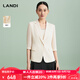LANDI[馥郁米白]LANDI高級(jí)感提花醋酸西裝外套女七分袖上衣夏新品 米色 L