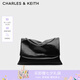 CHARLES&KEITH大容量純色鏈條郵差包單肩腋下包包女包婚包七夕禮物CK2-20271514 Black黑色 大包
