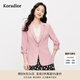 珂萊蒂爾2025春季新款七分袖西裝外套女設計感小西服氣質(zhì)通勤外衣 淡紅 S