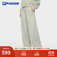 FILA FUSION斐樂(lè )潮牌梭織長(cháng)褲女2025冬季新款時(shí)尚休閑寬松直筒褲 蜜餞卡其-LK S 160/62A/S