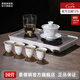 景德鎮(zhèn)（jdz）陶瓷國(guó)風(fēng)白瓷功夫茶具套裝蓋碗品茗茶杯整套帶茶盤高檔送長(zhǎng)輩禮物 又見(jiàn)青山茶具套組（帶茶盤） 8件