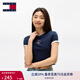 TOMMY JEANS【甜美辣妹風(fēng)】25夏季女裝美式復(fù)古學(xué)院修身顯瘦正肩短袖上衣T恤 【休閑印花】-藏青色C1G M