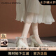 CAMILA KSENIA瑪麗珍鞋女2025新款夏季休閑百搭粗跟增高珍珠伴娘鞋子 米白色 37