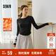 森馬（Semir）長(cháng)袖T恤女短款小心機顯瘦緊身2025發(fā)熱抓毛純色冬裝109725101010