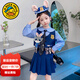 G.DUCKKIDS小黃鴨朱迪兔子警官衣服女童套裝秋裝兒童jk百褶裙子三件套表演服 馬甲三件套 100 尺碼2~3歲【 90-100cm】