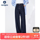 Navigare意大利小帆船水洗牛仔褲女直筒長(cháng)褲闊腿褲2332573501 牛仔藍 L 