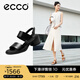 愛步（ECCO）女士涼鞋 夏季一字帶粗跟涼鞋時(shí)尚舒適 雕塑222763 黑色22276301001 （牛皮革） 39 (245mm)