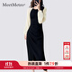 MeetMetro瑪依爾2025秋季新撞色拼接不規則開(kāi)叉修身包臀連衣裙女 黑色【現貨閃電發(fā)】 XL