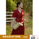 獨束大碼女裝法式小翻領(lǐng)連衣裙女夏季新款遮肉顯瘦雪紡裙子 紅色 2XL （尺碼：4）