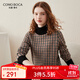 科蒙博卡2024秋冬千鳥(niǎo)格提花羊毛衫女高領(lǐng)長(cháng)袖保暖針織毛衣 午夜黑 XL