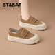 星期六復古厚底板鞋2025新款秋冬季魔術(shù)貼舒適百搭透氣單鞋軟底休閑女鞋