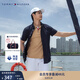 TOMMY HILFIGER【舒適府綢】夏季男裝商務(wù)休閑易打理短袖襯衣襯衫男外套 藏青色FAP M （推薦：135-150斤）