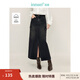 茵曼（INMAN）前開(kāi)衩工裝牛仔裙2025春秋女裝新款顯高顯瘦大口袋包臀裙子 牛仔黑 M