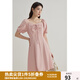 獨(dú)束微胖M大碼女法式甜美風(fēng)浪漫收腰顯瘦連衣裙24DY82529/82731 芭蕾粉 L (尺碼：2)