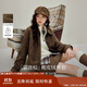 茵曼空氣層麂皮絨短外套2025秋女裝新款復(fù)古美拉德夾克 咖啡色 M