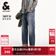 杰克·瓊斯（JACK&JONES）秋季時(shí)尚簡(jiǎn)約潮流行百搭休閑廓形水洗貓須牛仔褲長(cháng)男裝225132079 E42中牛仔藍 常規 32 175 W32/L32