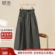 她池寬松半身裙2025秋裝新款女裝時(shí)尚松緊腰大口袋中長(cháng)裙