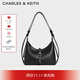 CHARLES&KEITH25秋季新品雙肩帶鉚釘簡(jiǎn)約單肩腋下包生日禮物CK2-20782708 Noir黑色 S