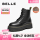 百麗（Belle）七夕禮物周雨彤推薦黑桃少女馬丁靴女休閑短靴B8K1DDD4 黑色-絨里 36 (230mm)