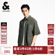 杰克·瓊斯（JACK&JONES）XJ肌理感泡泡紗字母刺繡潮流百搭短袖上衣寬松襯衫男裝2252O2008 E04軍綠色 L