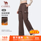 駱駝（CAMEL）加絨運動(dòng)工裝女褲寬松直筒休閑衛褲子 J25CAVL6020 法式棕 XXL