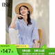 歐莎（OSA）V領(lǐng)七分袖襯衫女夏季高級感女士洋氣上衣收腰顯瘦休閑薄款襯衣 天藍色 XL