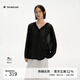 播松弛感寬松針織衫外套女25春夏新款慵懶風(fēng)長(cháng)袖罩衫DDS2SD5103 K40玄黑 S